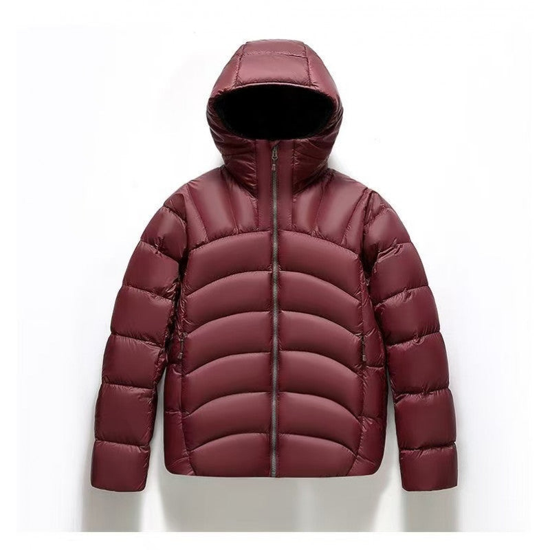 2025 New Unisex Hooded Down Jacket Couple Style Ribbed