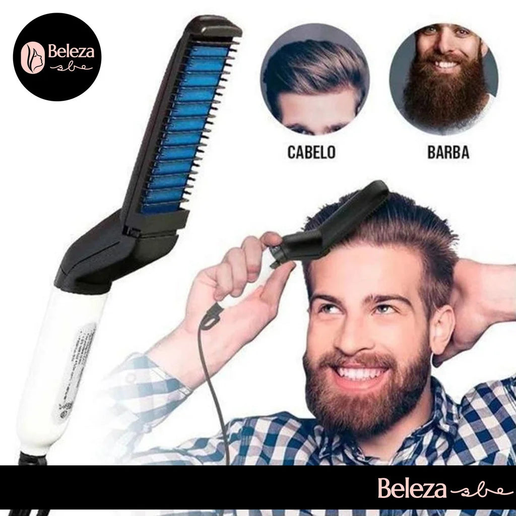 Chapinha modelador Pente Portatil para cabelo e barba masculino Pente Eletrico Escova Alisadora