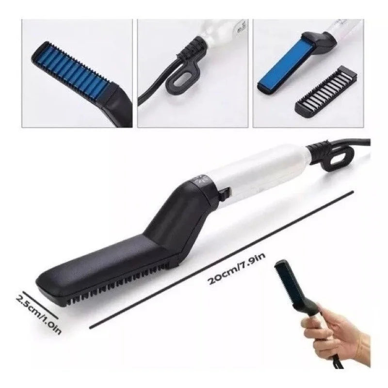Chapinha modelador Pente Portatil para cabelo e barba masculino Pente Eletrico Escova Alisadora