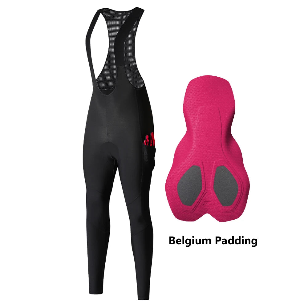 YKYWBIKE Woman Winter Cycling Bib Tights Thermal Warmth Fleeced Female Road Bike Bib Long Pants Riding Bicycle Clothing