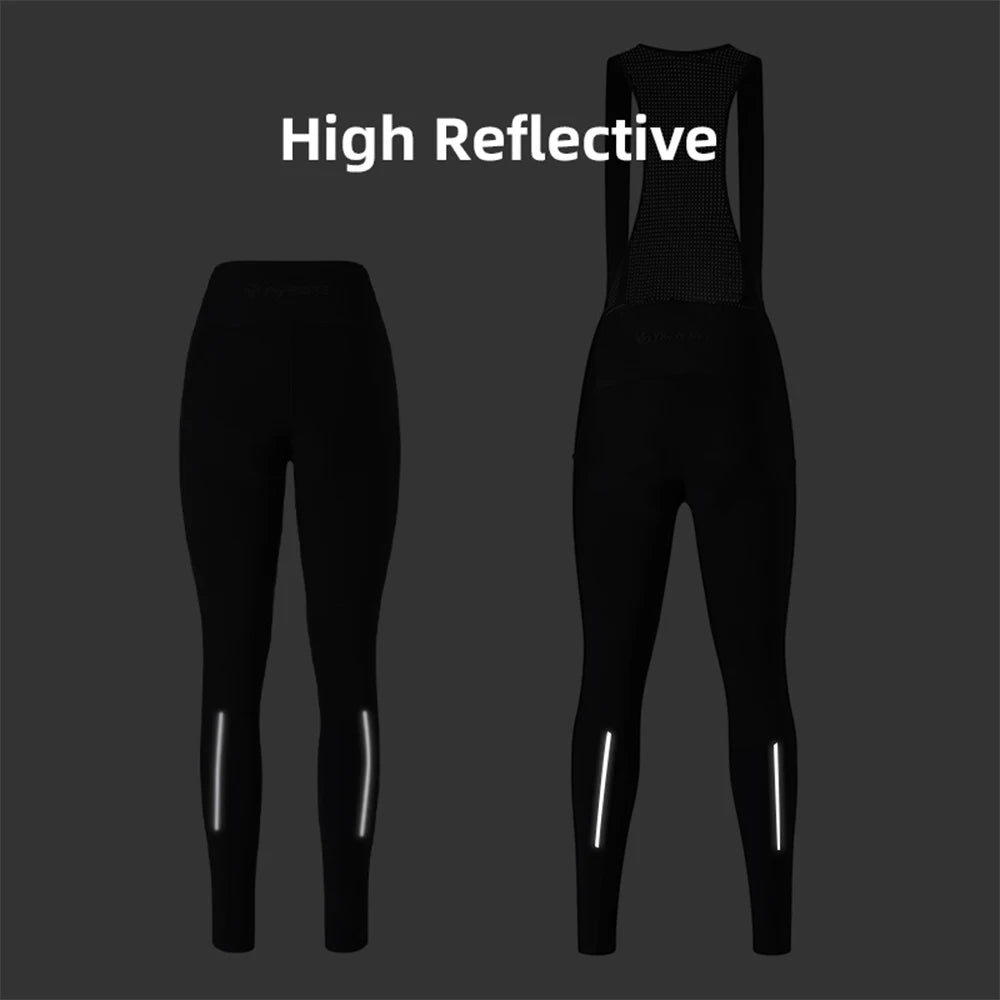 YKYWBIKE Woman Winter Cycling Bib Tights Thermal Warmth Fleeced Female Road Bike Bib Long Pants Riding Bicycle Clothing