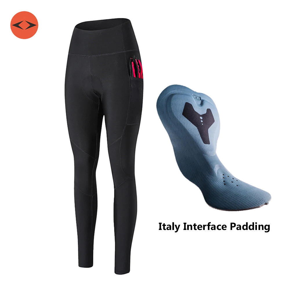 YKYWBIKE Woman Winter Cycling Bib Tights Thermal Warmth Fleeced Female Road Bike Bib Long Pants Riding Bicycle Clothing