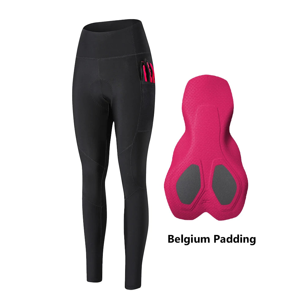 YKYWBIKE Woman Winter Cycling Bib Tights Thermal Warmth Fleeced Female Road Bike Bib Long Pants Riding Bicycle Clothing