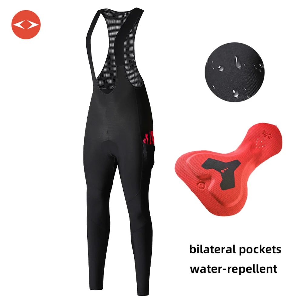 YKYWBIKE Woman Winter Cycling Bib Tights Thermal Warmth Fleeced Female Road Bike Bib Long Pants Riding Bicycle Clothing