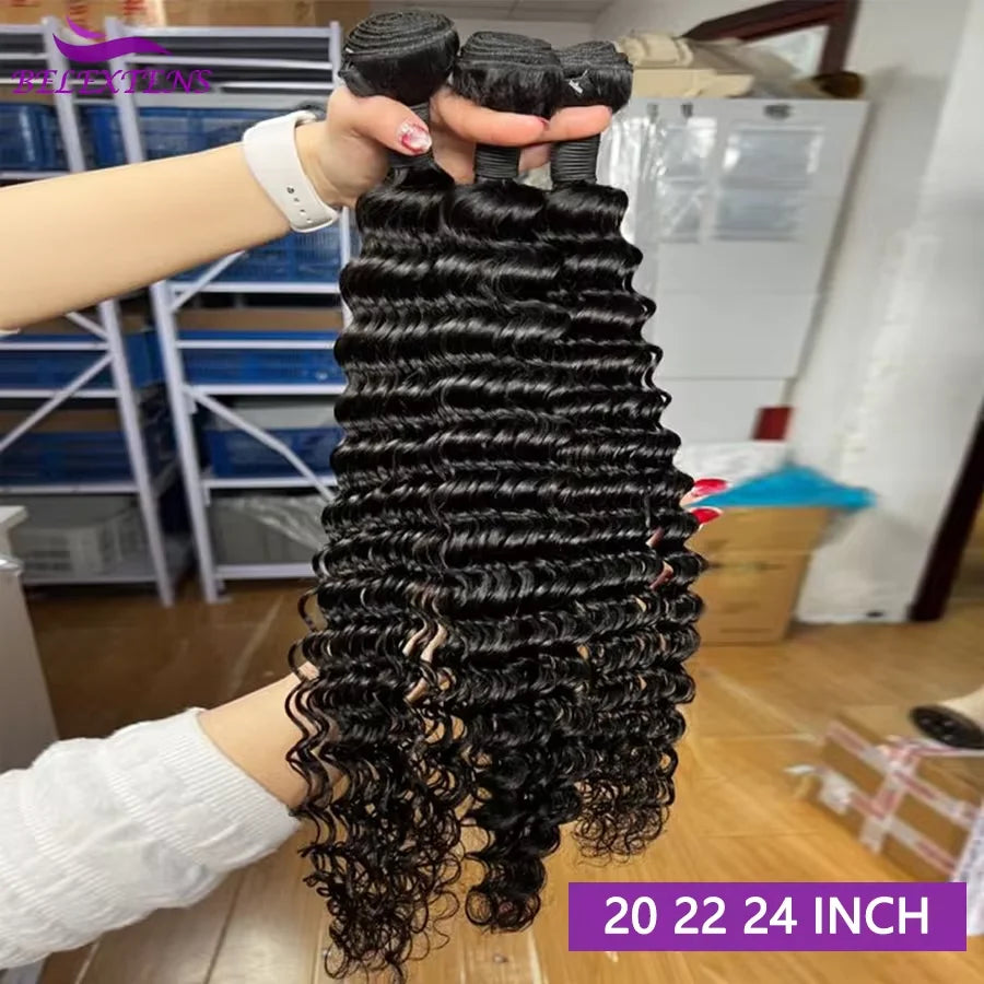 Tissage Deep Wave Human Hair Bundles 20 22 inch Bundles Brazilian Bundles 1/3/4 PCS Human Hair Extensions Delivery 3 Day France
